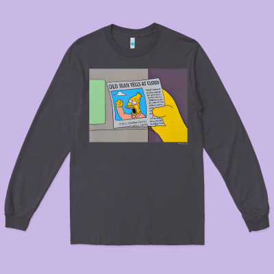 The Simpsons Old Man Yells At Cloud Newspaper V1 Long Sleeve Tee Designed By Pixelwave