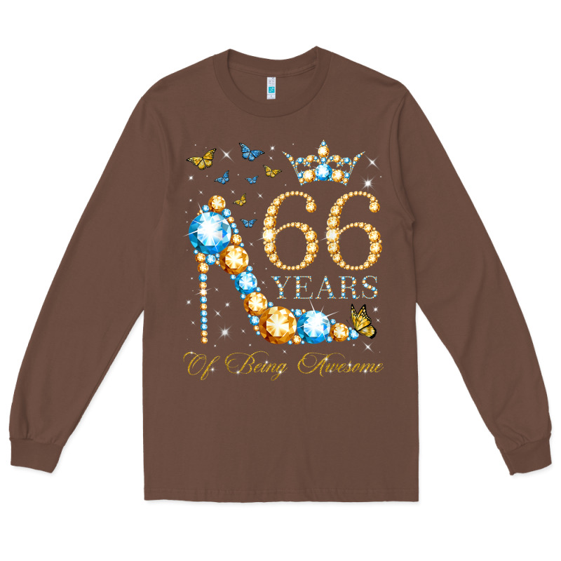 66th Birthday 66 Years Of Being Awesome 66 Years Old Woman Long Sleeve Tee by PixelWave | Teevron