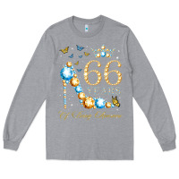 Heather Grey 66th birthday 66 years of being awesome 66 years old woman Long Sleeve Tee - PixelWave