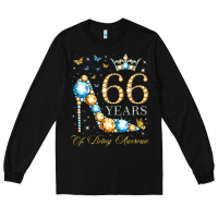 Black 66th birthday 66 years of being awesome 66 years old woman Long Sleeve Tee - PixelWave