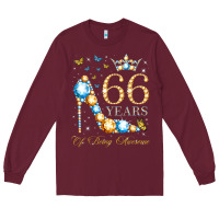 Burgundy 66th birthday 66 years of being awesome 66 years old woman Long Sleeve Tee - PixelWave