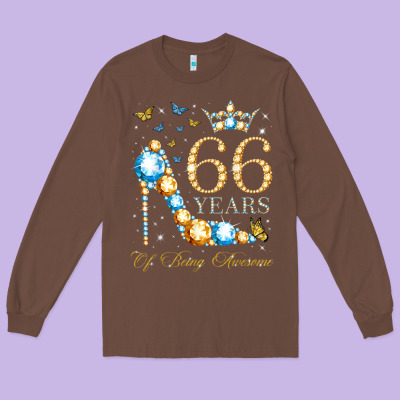 66th Birthday 66 Years Of Being Awesome 66 Years Old Woman Long Sleeve Tee Designed By Pixelwave