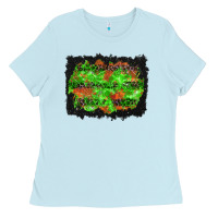Baby Blue halloween leopard lines background Ladies Tee - BundleAndBundleShop