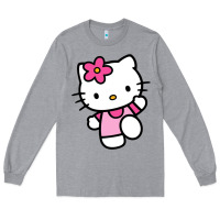 Heather Grey kitty Long Sleeve Tee - PixelWave