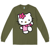 Army Green kitty Long Sleeve Tee - PixelWave
