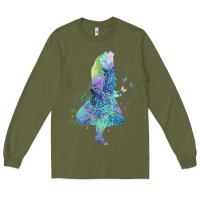 Watercolor Splatter Alice In Wonderland T Shirt Design Long Sleeve Tee | Teevron