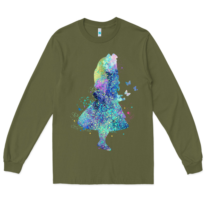 Watercolor Splatter Alice In Wonderland T Shirt Design Long Sleeve Tee by PixelWave | Teevron