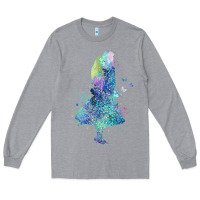 Heather Grey watercolor splatter alice in wonderland t shirt design Long Sleeve Tee - PixelWave
