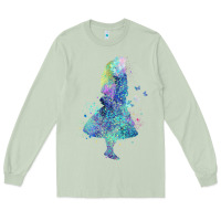 Matcha watercolor splatter alice in wonderland t shirt design Long Sleeve Tee - PixelWave