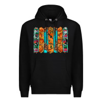 Black basketball serape cowhide turquoise leopard glitter  brushstrokes Premium Hoodie - Artiststas