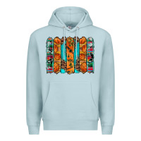 Blue Mist basketball serape cowhide turquoise leopard glitter  brushstrokes Premium Hoodie - Artiststas