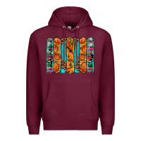 Burgundy basketball serape cowhide turquoise leopard glitter  brushstrokes Premium Hoodie - Artiststas