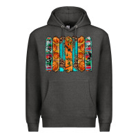 Charcoal Heather basketball serape cowhide turquoise leopard glitter  brushstrokes Premium Hoodie - Artiststas