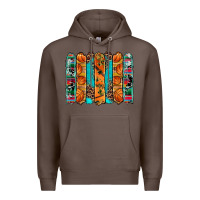 Coffee basketball serape cowhide turquoise leopard glitter  brushstrokes Premium Hoodie - Artiststas
