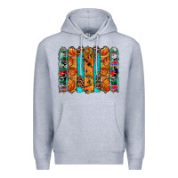Heather Grey basketball serape cowhide turquoise leopard glitter  brushstrokes Premium Hoodie - Artiststas