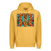 Mustard basketball serape cowhide turquoise leopard glitter  brushstrokes Premium Hoodie - Artiststas