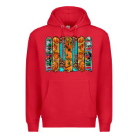 Red basketball serape cowhide turquoise leopard glitter  brushstrokes Premium Hoodie - Artiststas