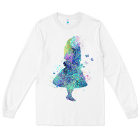White watercolor splatter alice in wonderland t shirt design Long Sleeve Tee - PixelWave