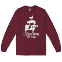 Burgundy liberation to all vegan vegetarian food animal love Long Sleeve Tee - PixelWave