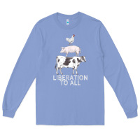 Colony Blue liberation to all vegan vegetarian food animal love Long Sleeve Tee - PixelWave
