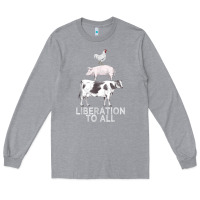 Heather Grey liberation to all vegan vegetarian food animal love Long Sleeve Tee - PixelWave