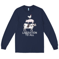 Navy liberation to all vegan vegetarian food animal love Long Sleeve Tee - PixelWave
