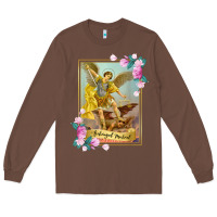 Chestnut St Michael the Archangel - Protector Catholic Church Angel Long Sleeve Tee - PixelWave