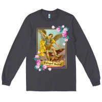 Smoke St Michael the Archangel - Protector Catholic Church Angel Long Sleeve Tee - PixelWave