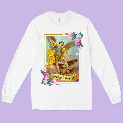 St Michael The Archangel - Protector Catholic Church Angel Long Sleeve Tee Designed By Pixelwave