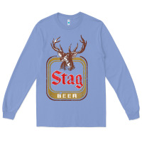 Colony Blue Vintage Stag Beer, distressed Long Sleeve Tee - Craftify