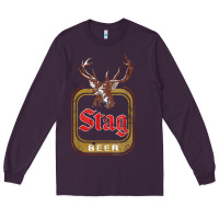 Plum Vintage Stag Beer, distressed Long Sleeve Tee - Craftify