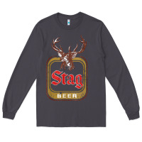 Smoke Vintage Stag Beer, distressed Long Sleeve Tee - Craftify
