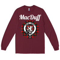 Burgundy MacDuff Clan Scottish Name Coat Of Arms Tartan Long Sleeve Tee - Craftify