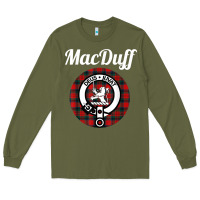 Army Green MacDuff Clan Scottish Name Coat Of Arms Tartan Long Sleeve Tee - Craftify