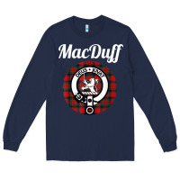 Navy MacDuff Clan Scottish Name Coat Of Arms Tartan Long Sleeve Tee - Craftify