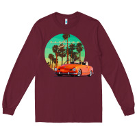 Burgundy karmann ghia sunset palm love quote Long Sleeve Tee - Craftify