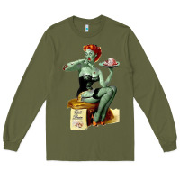 Army Green Zombie Pin Up Girl Halloween Long Sleeve Tee - Craftify