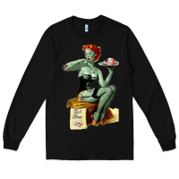 Black Zombie Pin Up Girl Halloween Long Sleeve Tee - Craftify