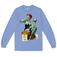 Colony Blue Zombie Pin Up Girl Halloween Long Sleeve Tee - Craftify