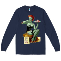 Navy Zombie Pin Up Girl Halloween Long Sleeve Tee - Craftify