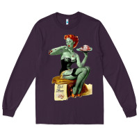 Plum Zombie Pin Up Girl Halloween Long Sleeve Tee - Craftify