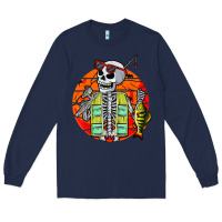 Navy skeleton fishing lover moon halloween costume fish Long Sleeve Tee - Craftify