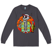 Smoke skeleton fishing lover moon halloween costume fish Long Sleeve Tee - Craftify