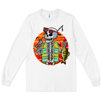 White skeleton fishing lover moon halloween costume fish Long Sleeve Tee - Craftify