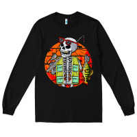 Black skeleton fishing lover moon halloween costume fish Long Sleeve Tee - Craftify