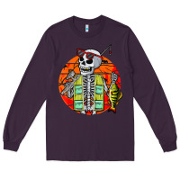 Plum skeleton fishing lover moon halloween costume fish Long Sleeve Tee - Craftify