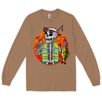 Skeleton Fishing Lover Moon Halloween Costume Fish Long Sleeve Tee | Teevron