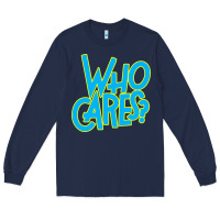 Navy who cares Long Sleeve Tee - Craftify