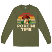 Army Green vintage sunset porcini mushroom hunting boletus edulis t shirt Long Sleeve Tee - Craftify