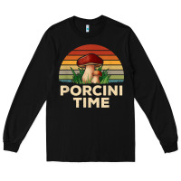 Black vintage sunset porcini mushroom hunting boletus edulis t shirt Long Sleeve Tee - Craftify
